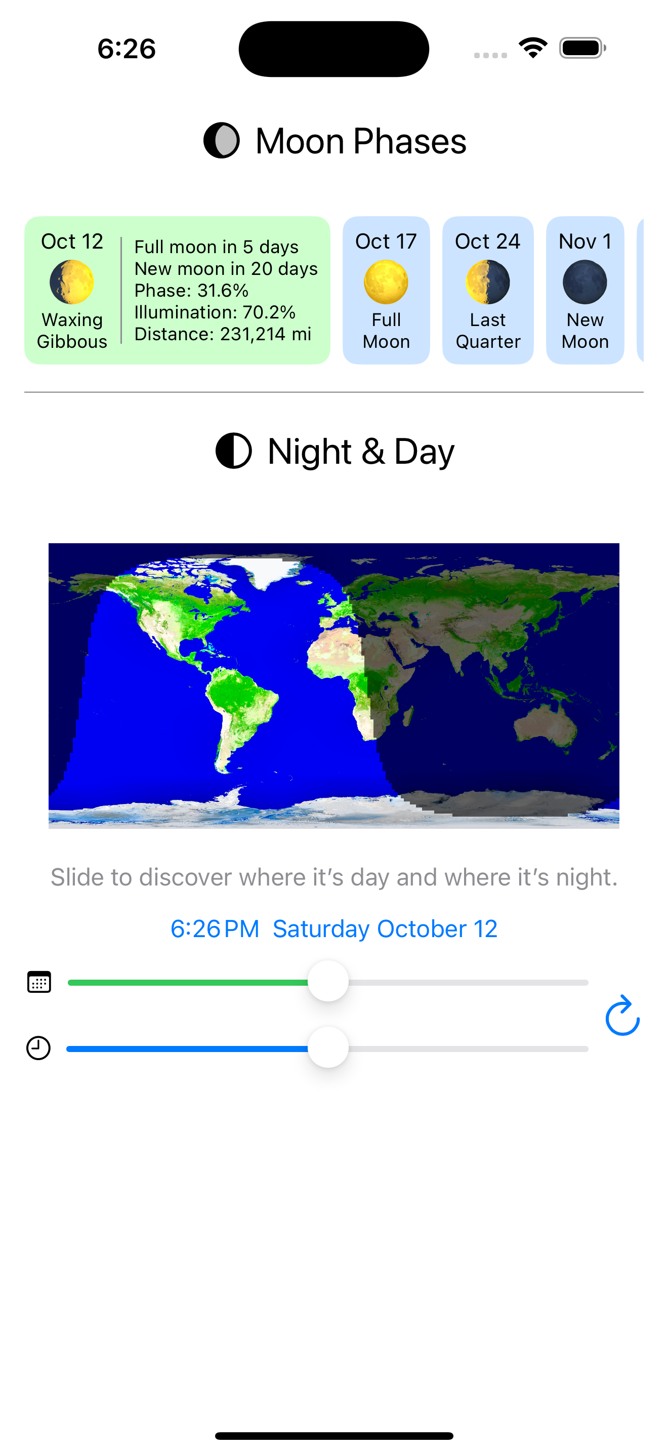 Night and Day App Screenshot